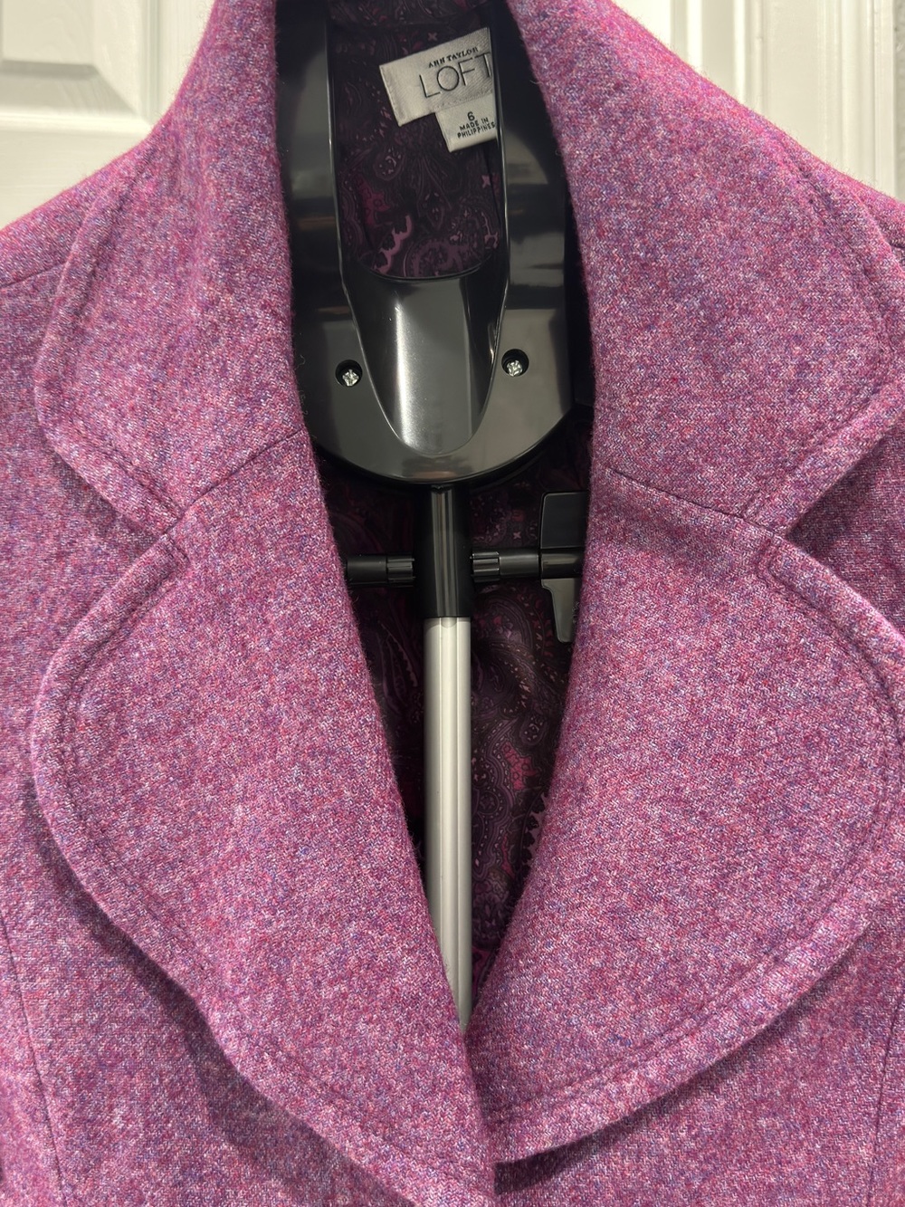 LOFT Pink-Purple Wool Blend Trench Coat